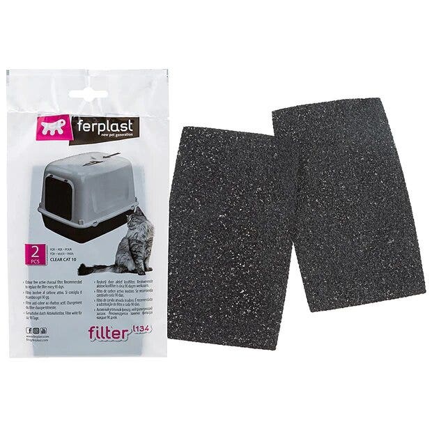 Ferplast L134 Filtri Al Carbone Attivo Per Toilette Per Gatti 2 Pezzi