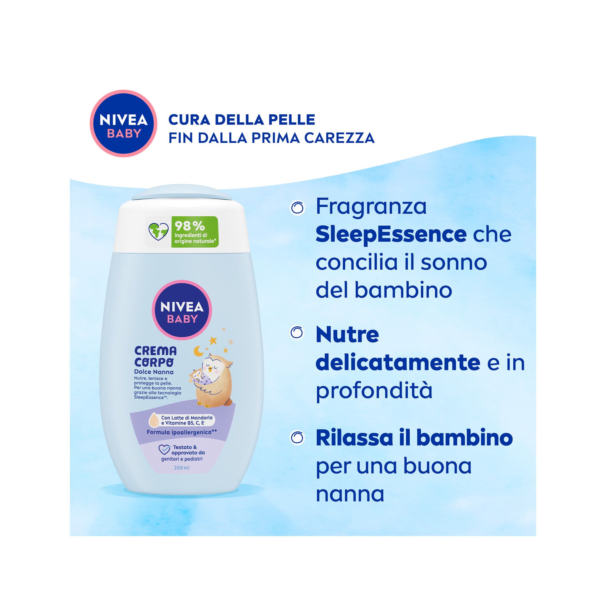 Nivea Baby Crema Corporal Dolce Nanna para niños, para una piel nutrida y protegida 200 ml