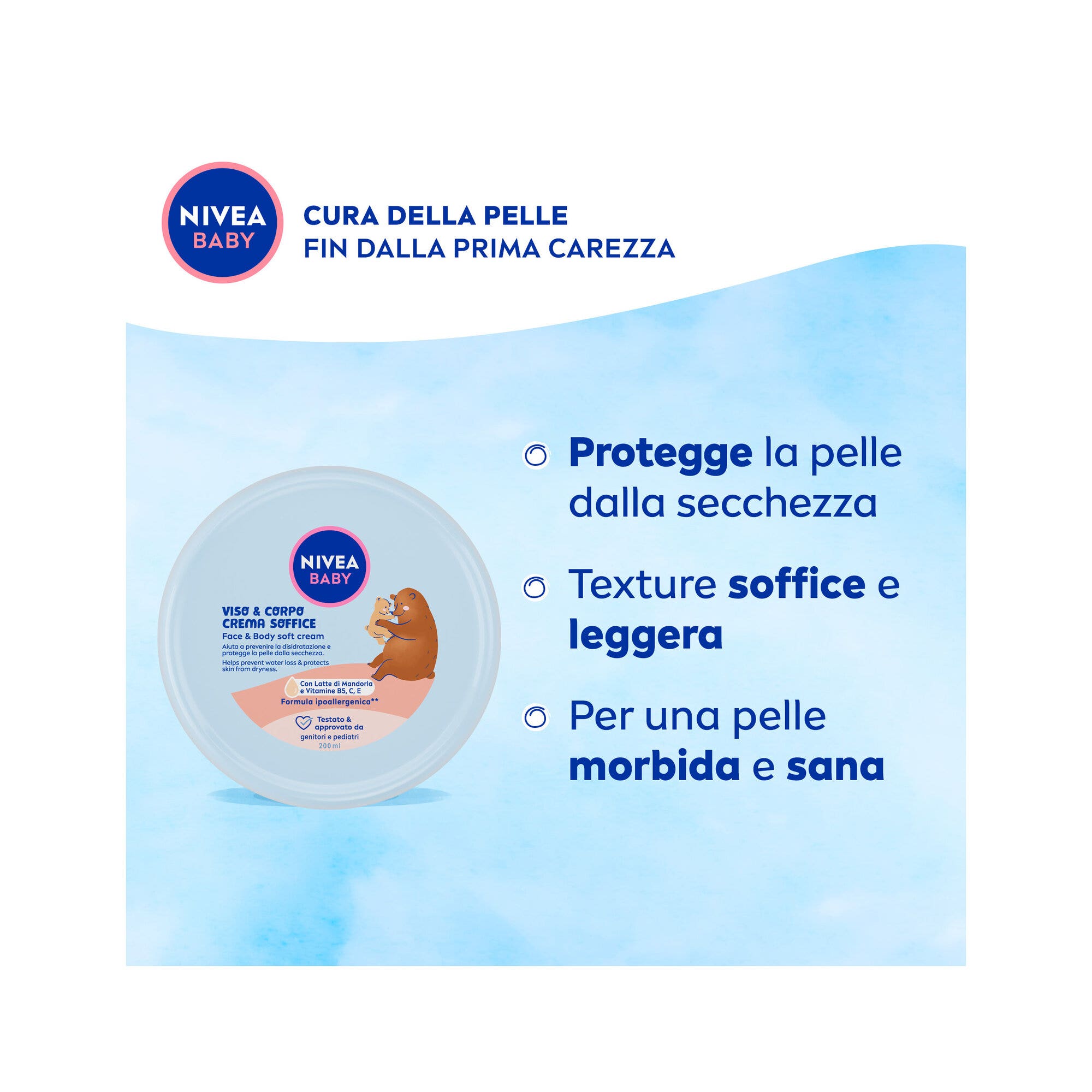 Nivea Baby Crema facial y corporal suave para niños, hidratante y nutritiva, 200 ml