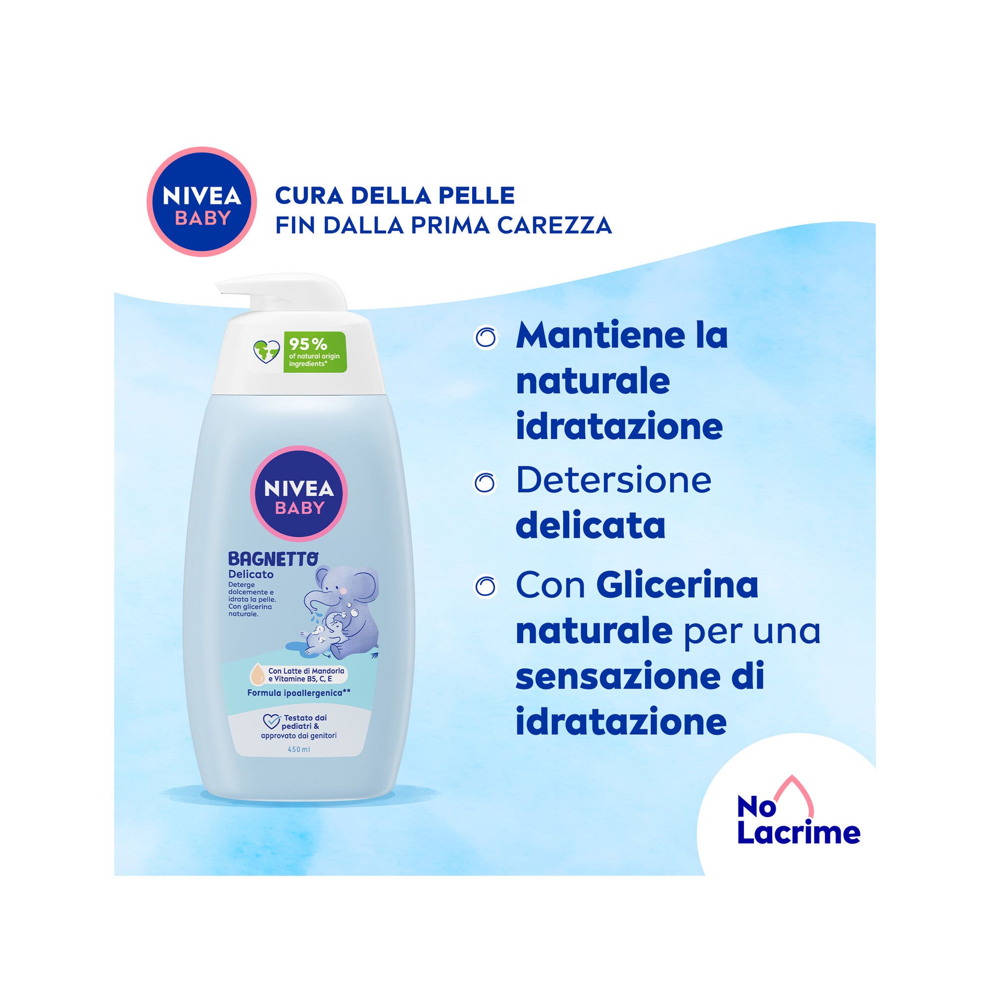 Nivea Baby Bañito Delicado, gel de baño para bebés, para una limpieza suave e hidratante, 450 ml
