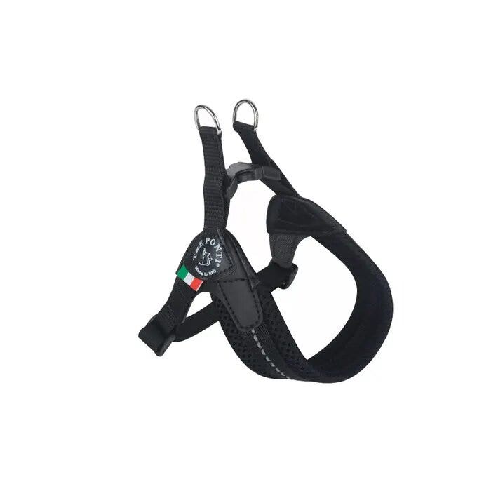 Tre Ponti Arnés Easy Fit con correa abdominal ajustable de malla negra para perros de 7/9 kg, talla 3,5