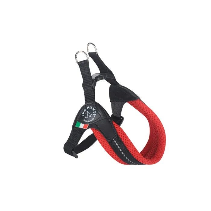 Tre Ponti Arnés Easy Fit con correa abdominal ajustable de malla roja para perros de 5/6 kg, talla 2,5