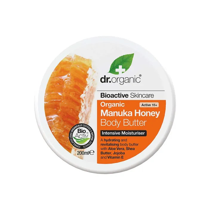 Dr. Organic Mantequilla corporal de miel de Manuka 200 ml