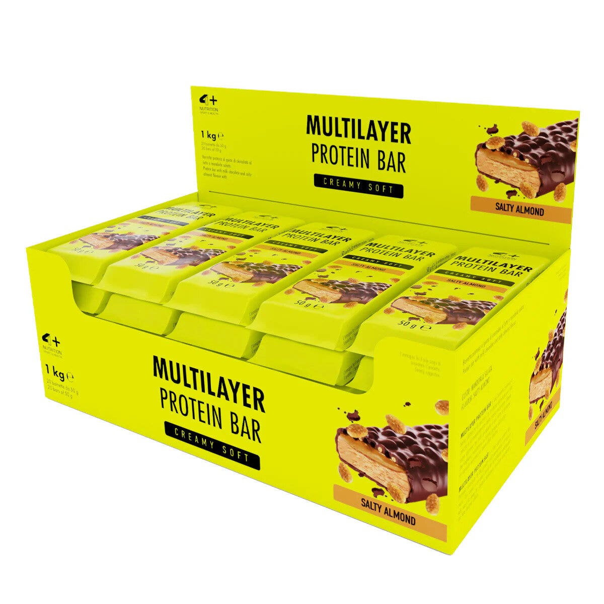 4+ Nutrition Multilayer Protein Bar Barrita proteica sabor almendra salada 20 x 50 g