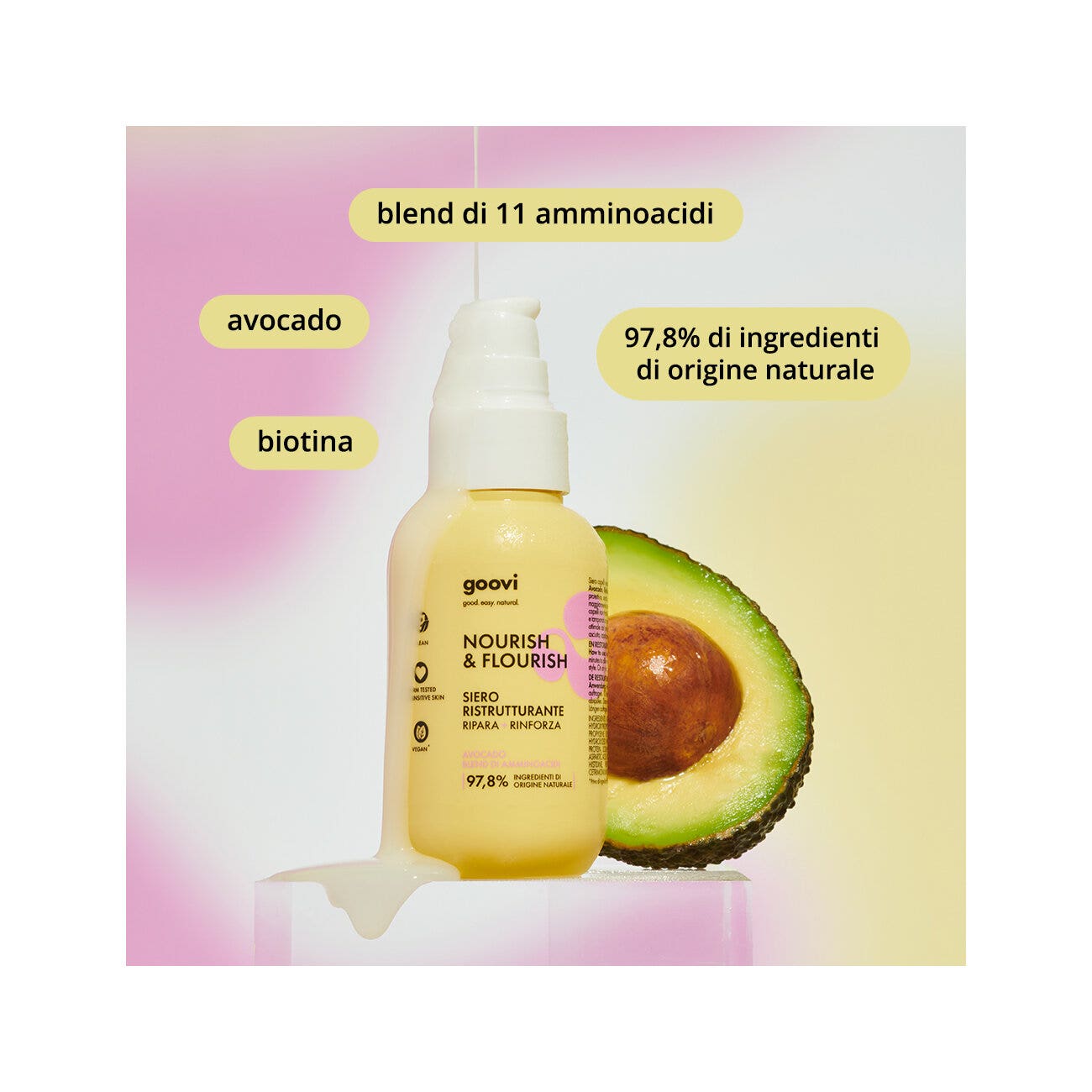 Goovi Nourish & Flourish Siero Ristrutturante Per Capelli 100ml