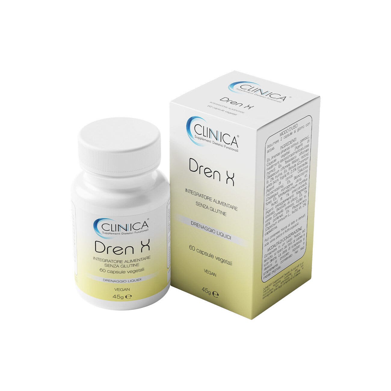 Clinica Dren X - drenante - 60 cápsulas vegetales = 1 mes de tratamiento