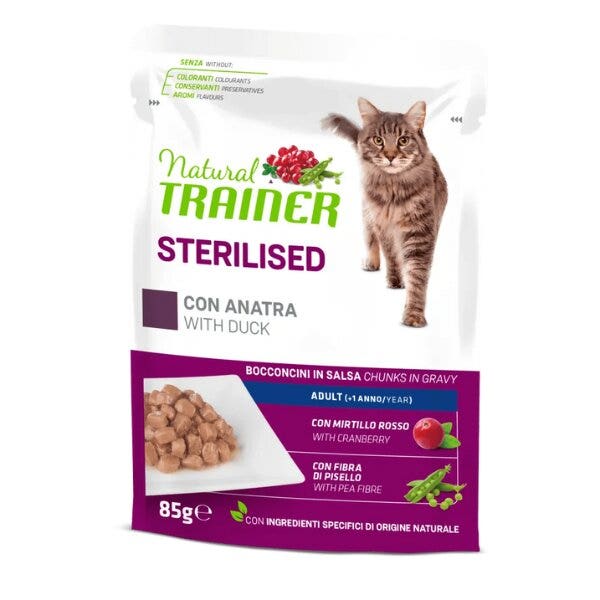 Natural Trainer Adult Sterilised Pato Bocaditos en salsa Bote 85 g