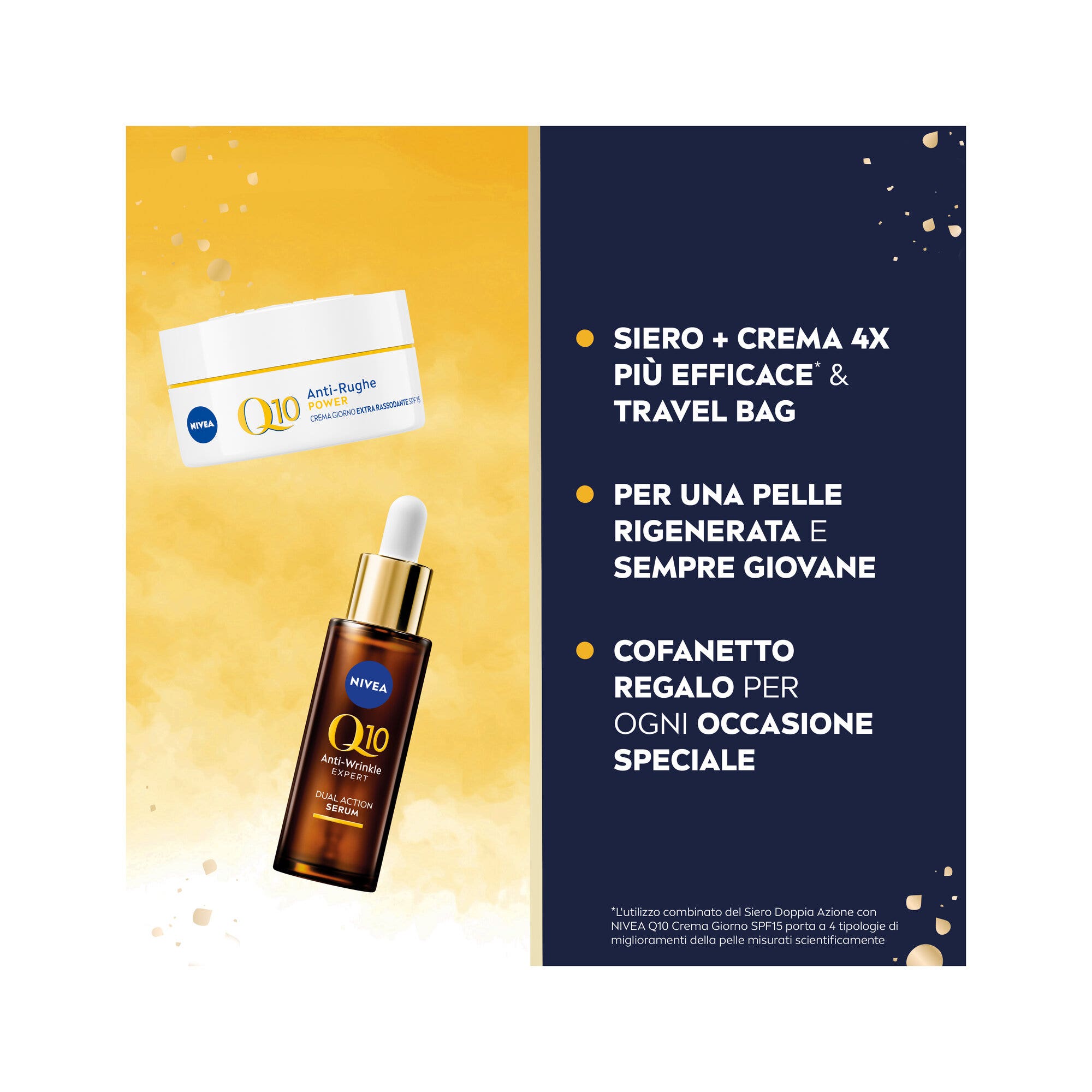 Nivea Routine Q10 Cofanetto Crema Viso 50ml + Siero Viso 30ml + Travel Bag