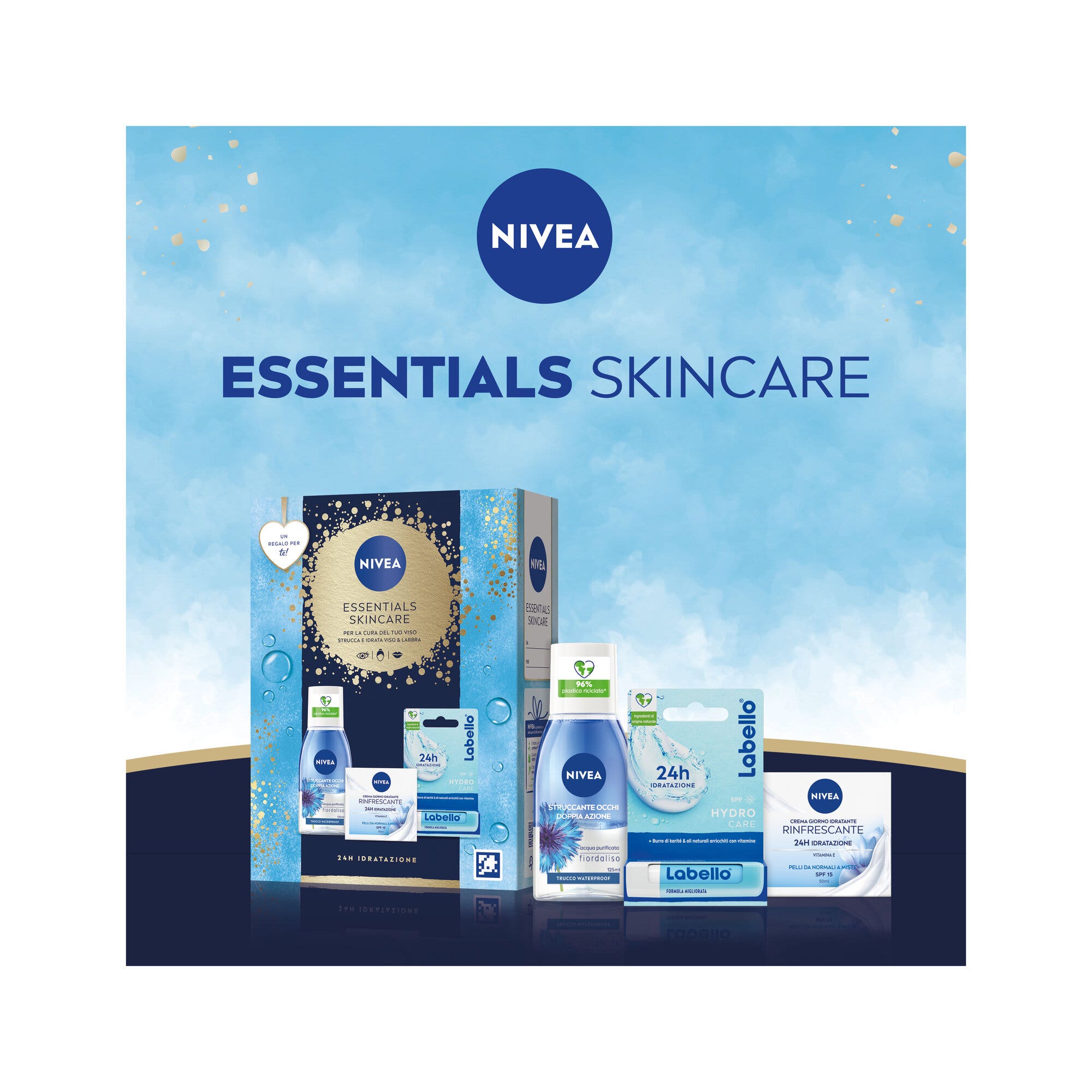 Nivea Set Essential Skincare Desmaquillante 125 ml + Crema de Día 50 ml + Labello