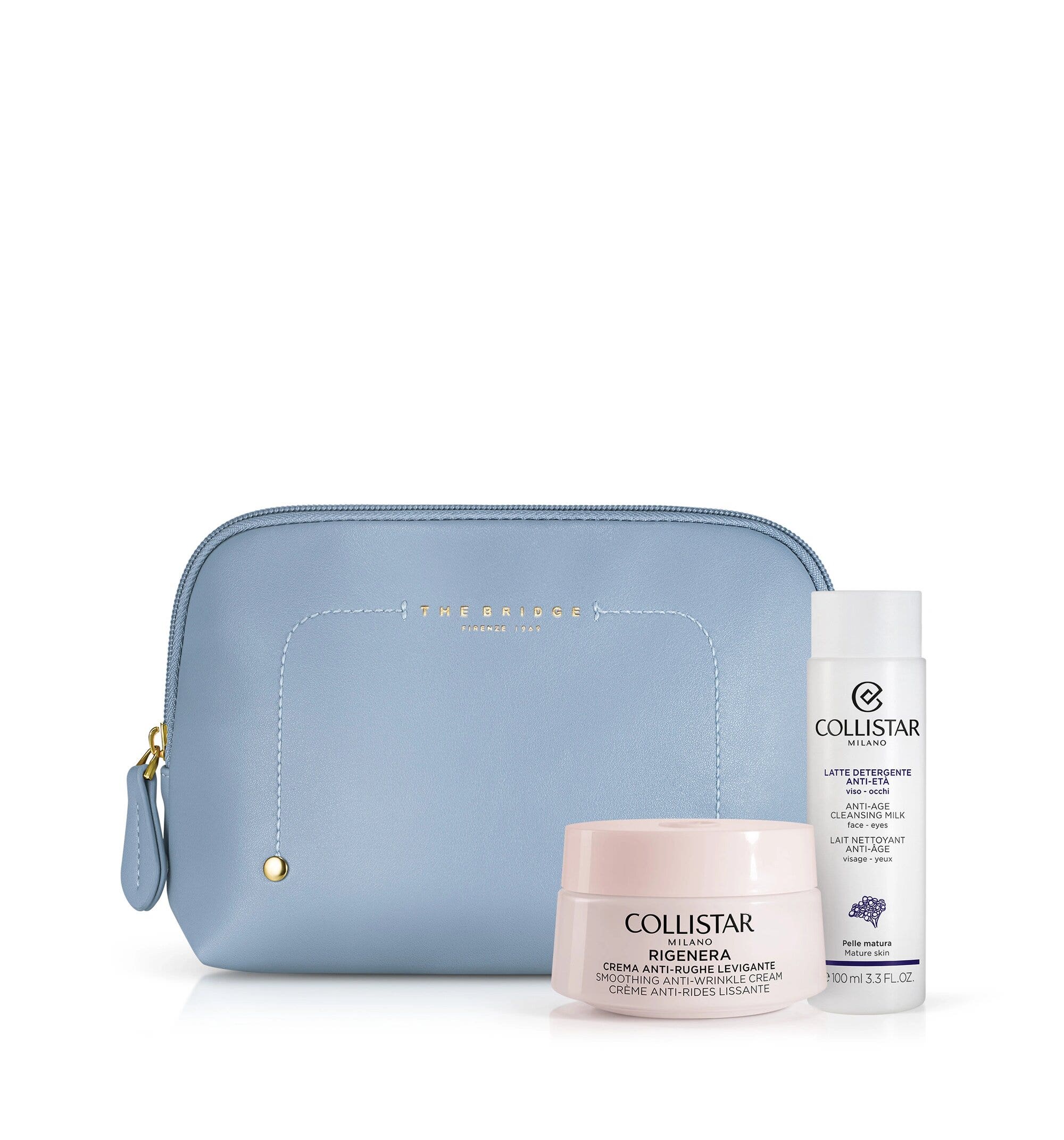 Collistar Set Rigenera Crema Antirrasgas Alisante 50 ml + Leche Limpiadora 100 ml + Muestra de Gotas para el Rostro