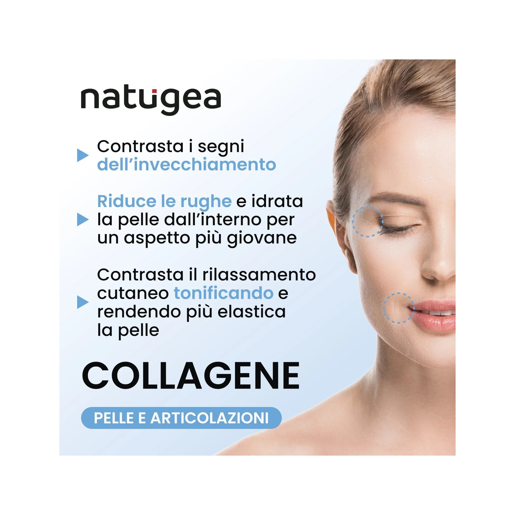 Natugea Colágeno Marino Hidrolizado Peptan F HD con Ácido Hialurónico y Vitamina C 120 Cápsulas