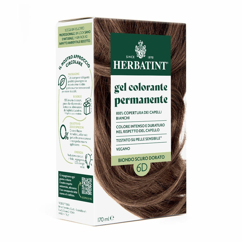 Herbatint Tinte para el cabello en gel permanente 6D Rubio oscuro dorado 170 ml