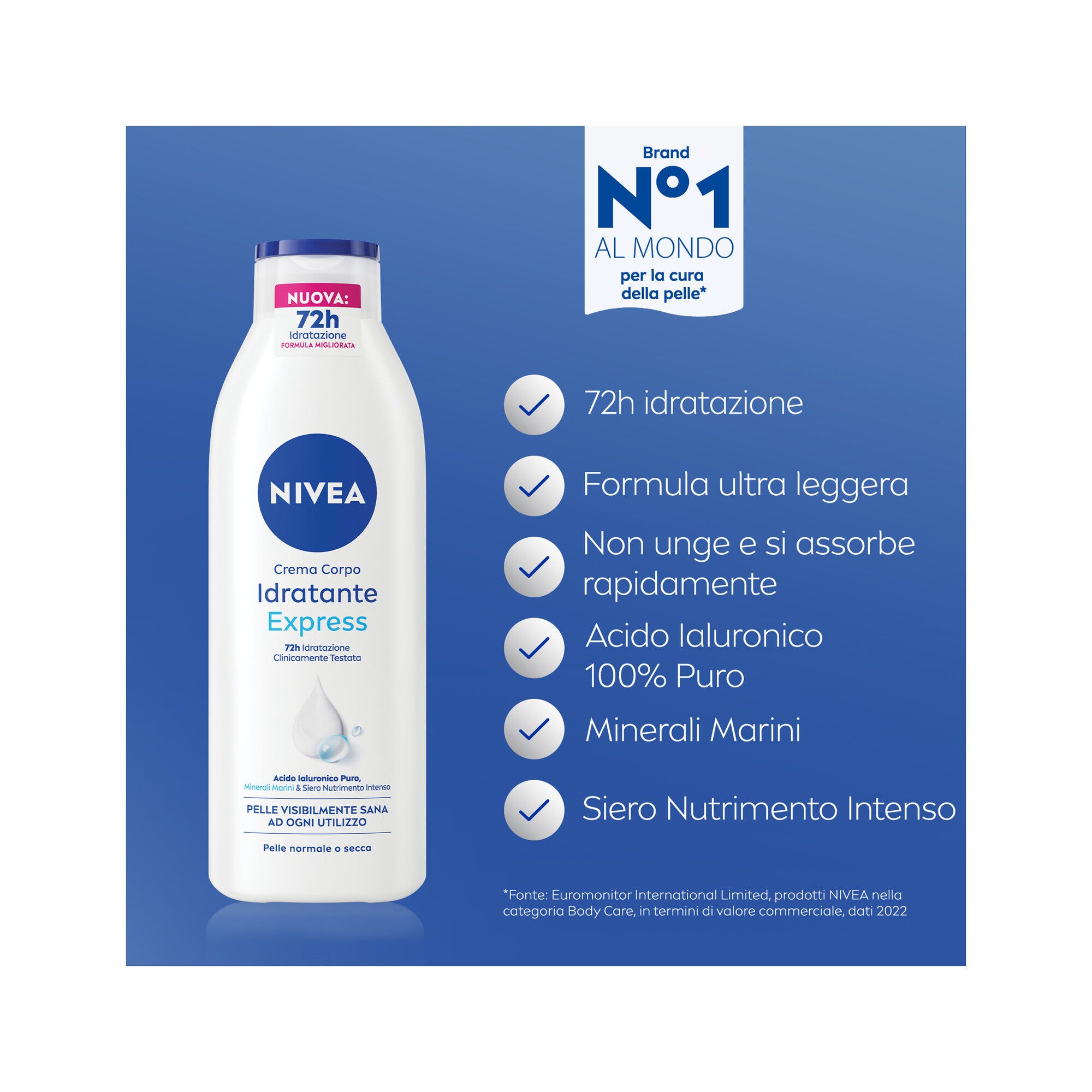 Nivea Crema Corpo Idratante Express Crema Corpo Idratante 72 Ore per Pelle Normale E Secca 250ml