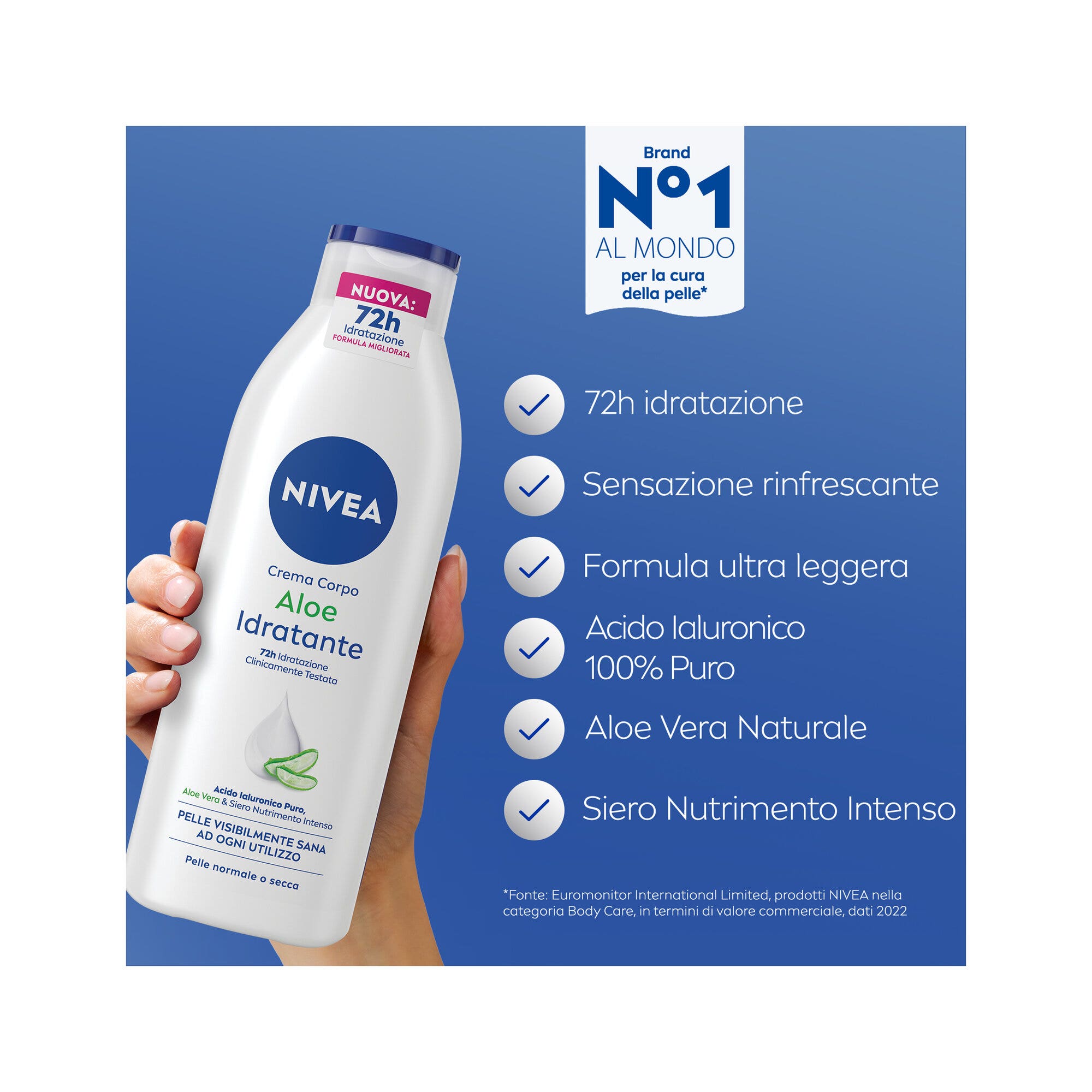 Nivea Crema Corpo Aloe Idratante 72h Per Pelle Secca O Normale 250ml