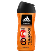 Gel de ducha estimulante Adidas Team Force para hombre 3 en 1 para cuerpo, cabello y rostro 250 ml