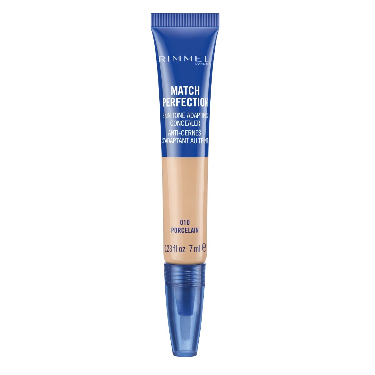 Rimmel Corrector líquido Match Perfection, tono 010 Porcelain, para el rostro, 7 ml