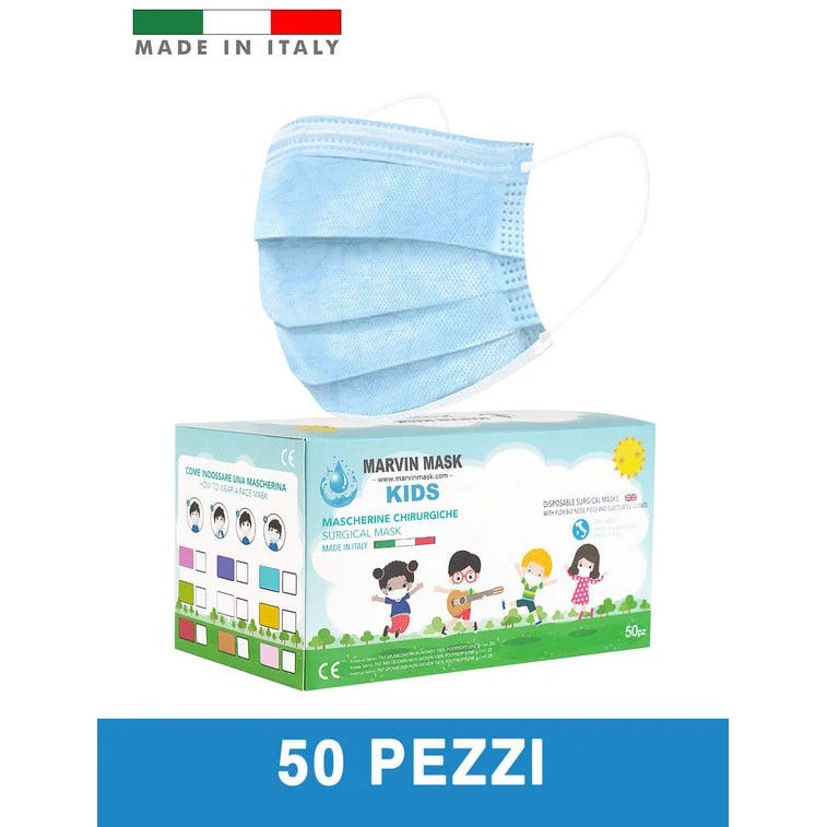 Marvin Mascherine Chirurgiche Monouso Bambino 50 Pezzi