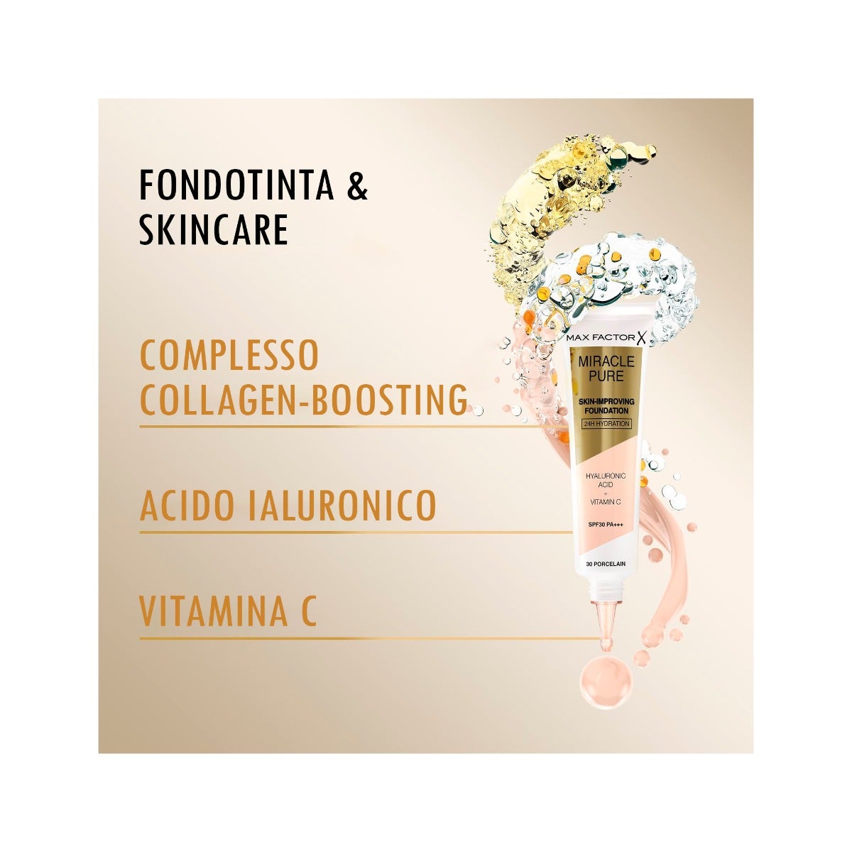 Max Factor Fondotinta Viso Miracle Pure Shade 45 Warm Almond