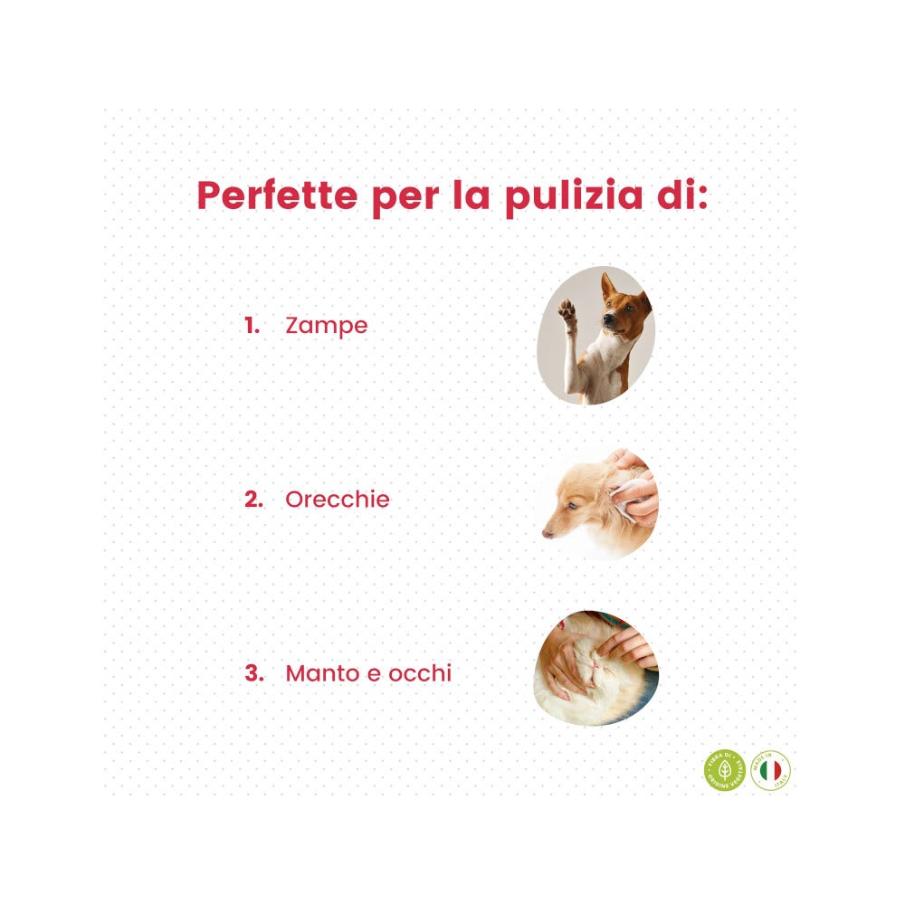 Italian Pet Salviettine Biodegradabili Clorexidina Per Cani/Gatti 20x30cm 50 Pezzi