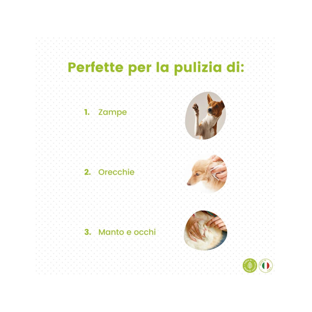 Italian Pet Salviettine Biodegradabili Olio Di Neem Per Cani/Gatti 20x30cm 50 Pezzi