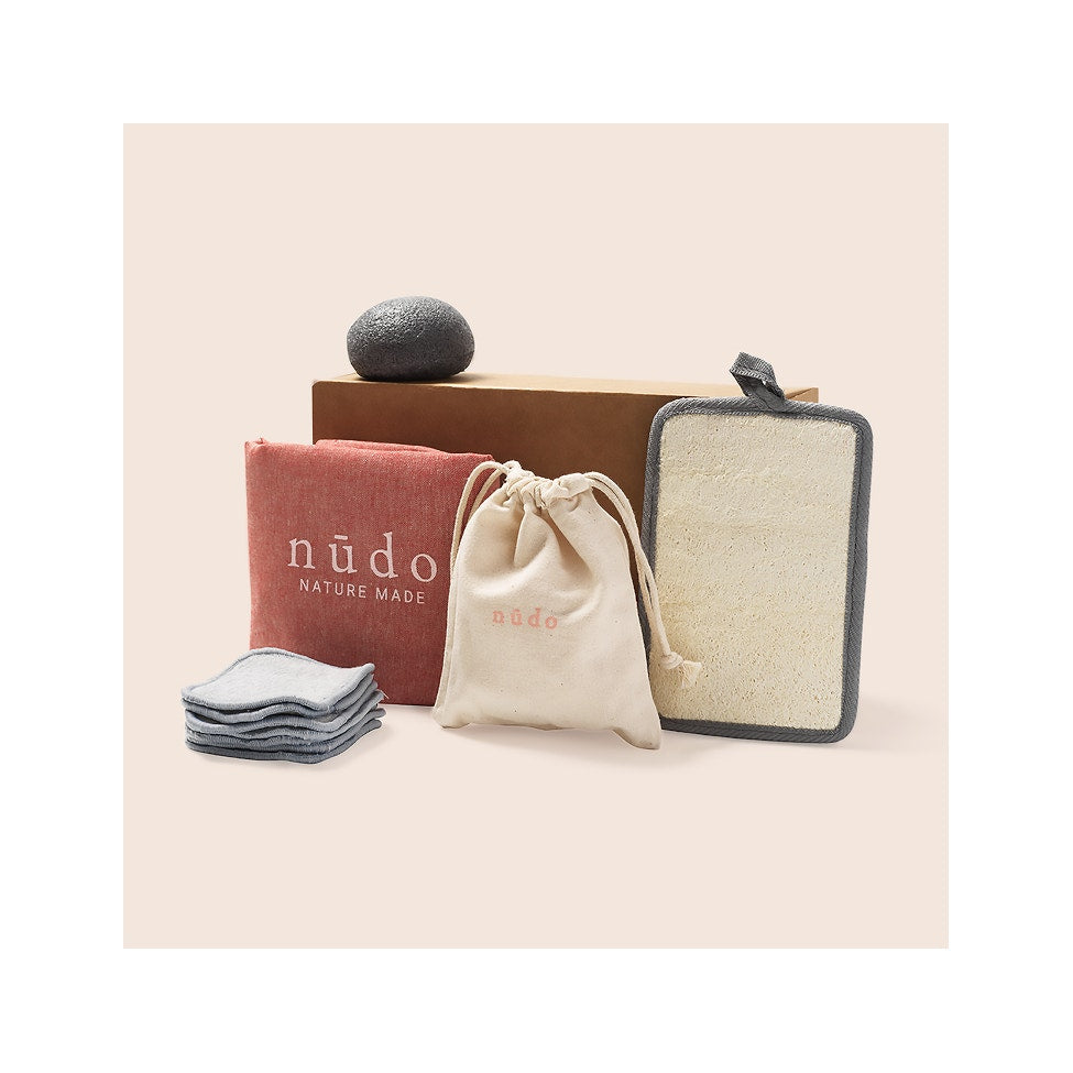 Nudo Kit Skin Essentials Dischetti Struccanti + Spugna + Guanto Esfoliante + Shopper In Cotone