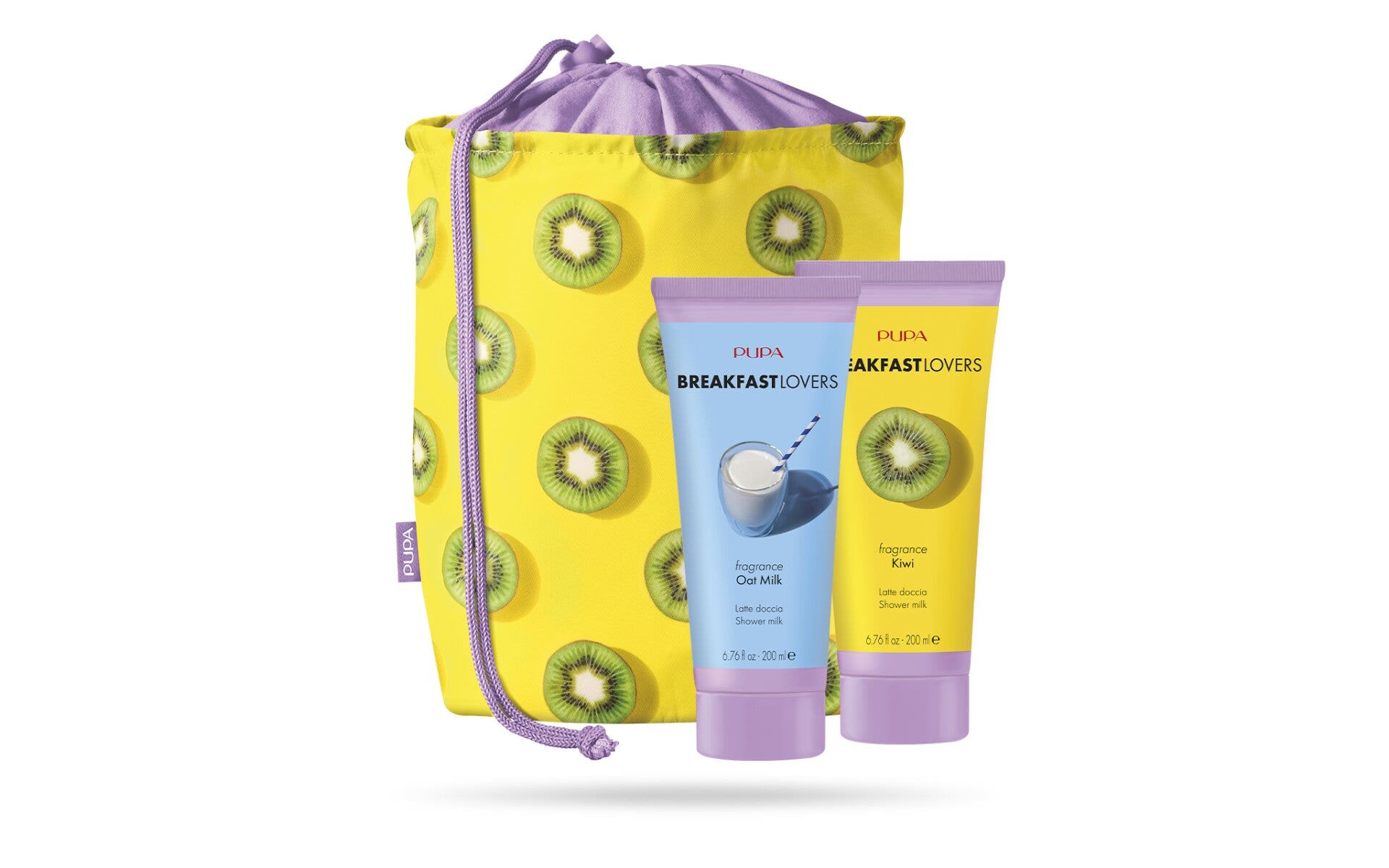 Pupa Breakfast Lovers Kit 3 Leches de Ducha 2x200 ml 003 Kiwi/Leche de Avena
