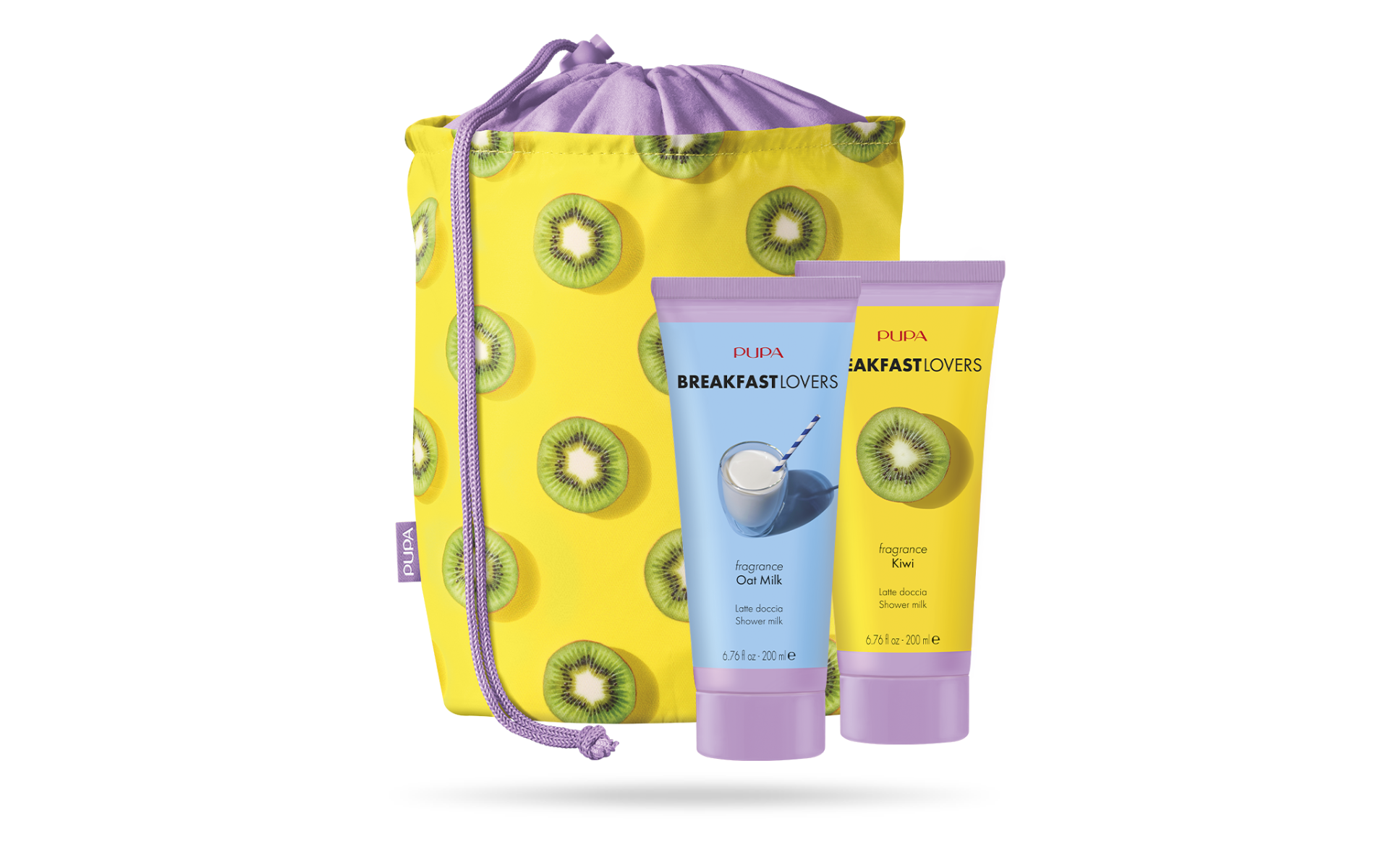 Pupa Breakfast Lovers Kit 3 Leches de Ducha 2x200 ml 003 Kiwi/Leche de Avena