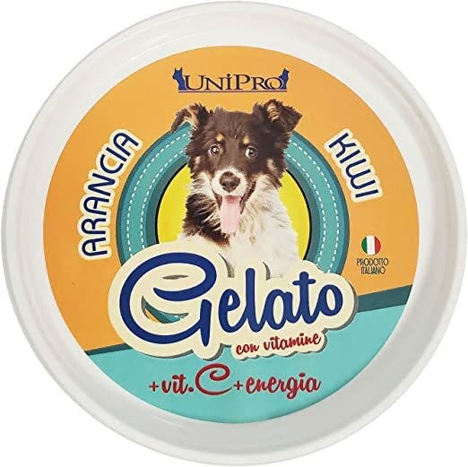 Unipro Preparado para helado de naranja/kiwi, alimento complementario para perros, 60 g