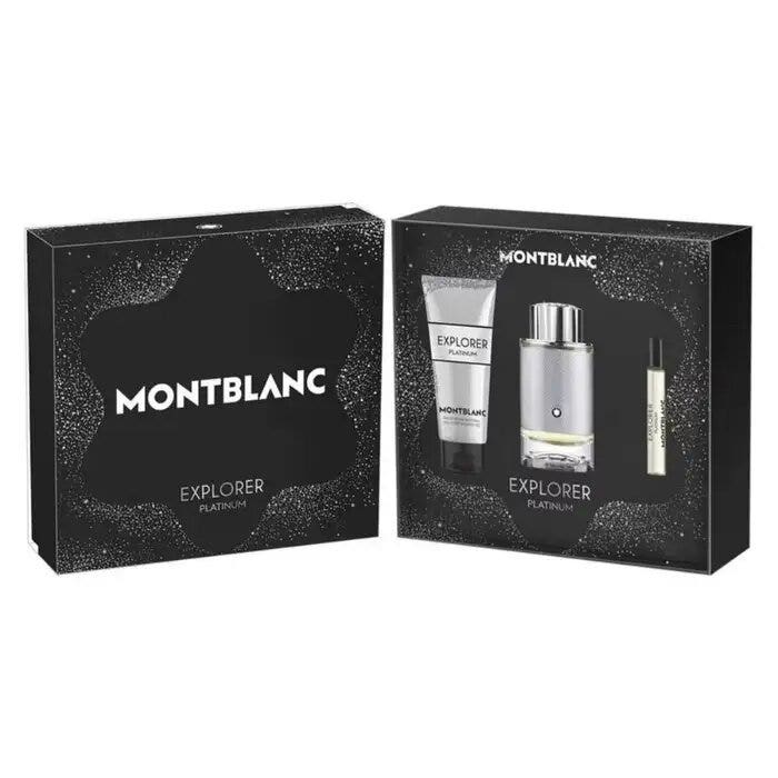 Montblanc Cofre Explorer Platinum para hombre Eau de Parfum 100 ml + 7,5 ml, gel de ducha 100 ml