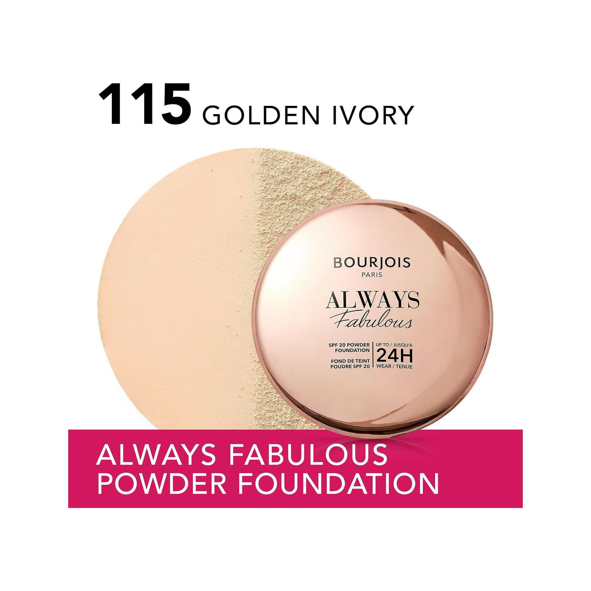 Bourjois Always Fabulous Base de maquillaje compacta en polvo 115 Golden Ivory 7 g SPF20