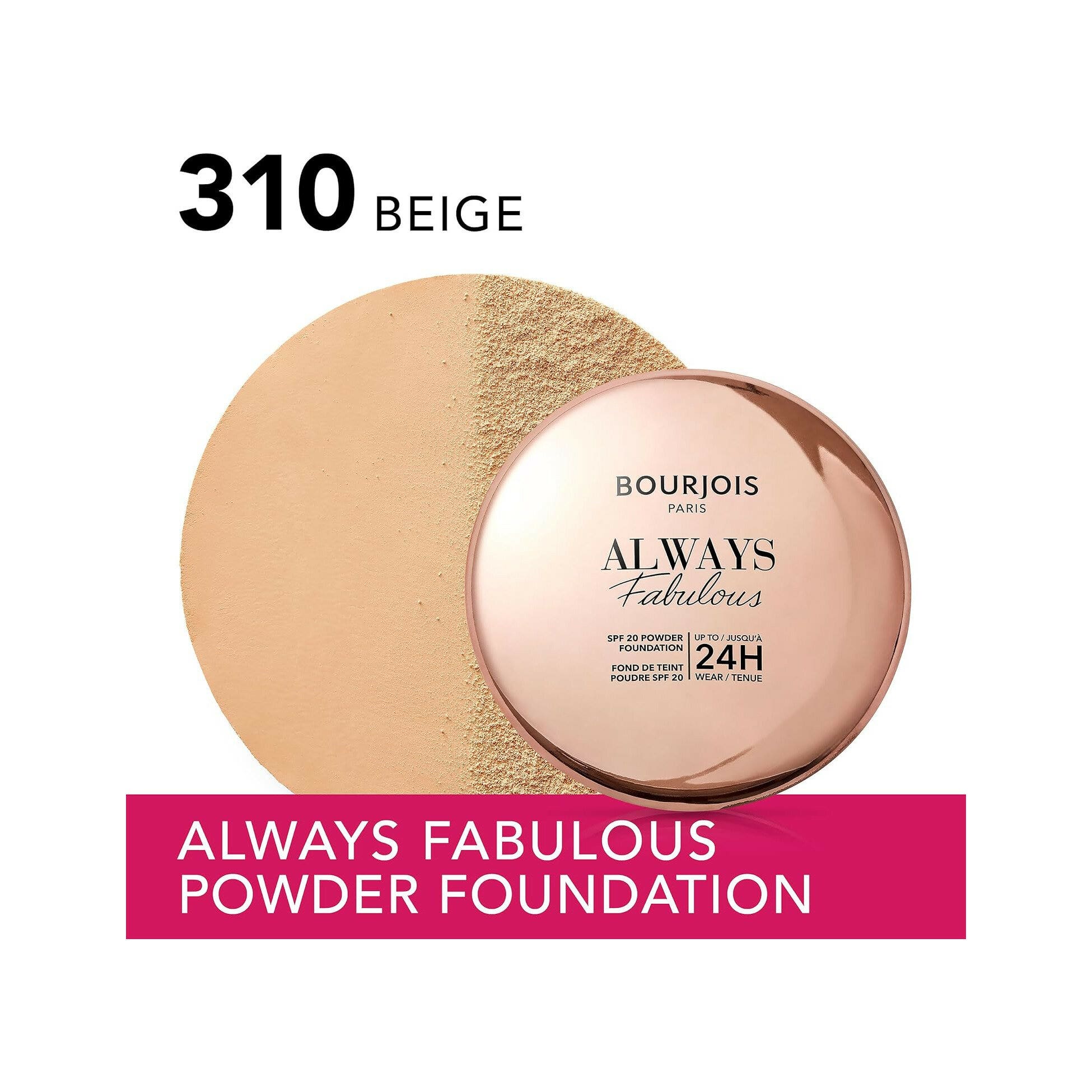Bourjois Always Fabulous Base de maquillaje compacta en polvo 310 Beige 7 g SPF20