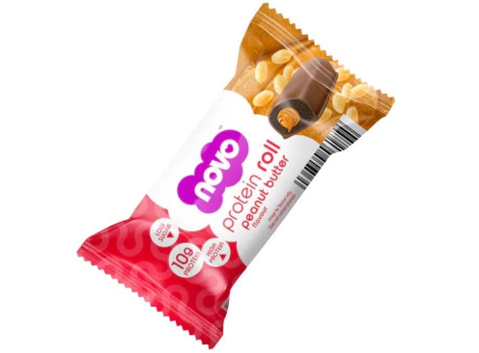Barrita proteica Novo Easy Protein Roll Bar 33 g, sabor mantequilla de cacahuete