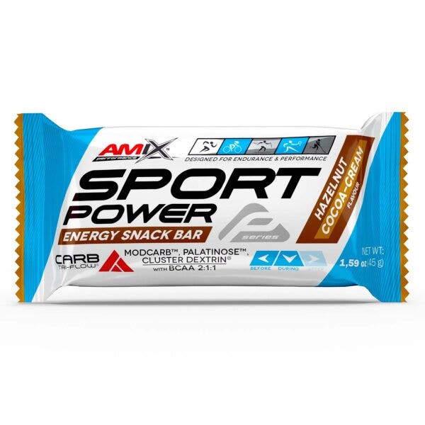 Barrita energética Amix Sport Power con sabor a avellana 45 g