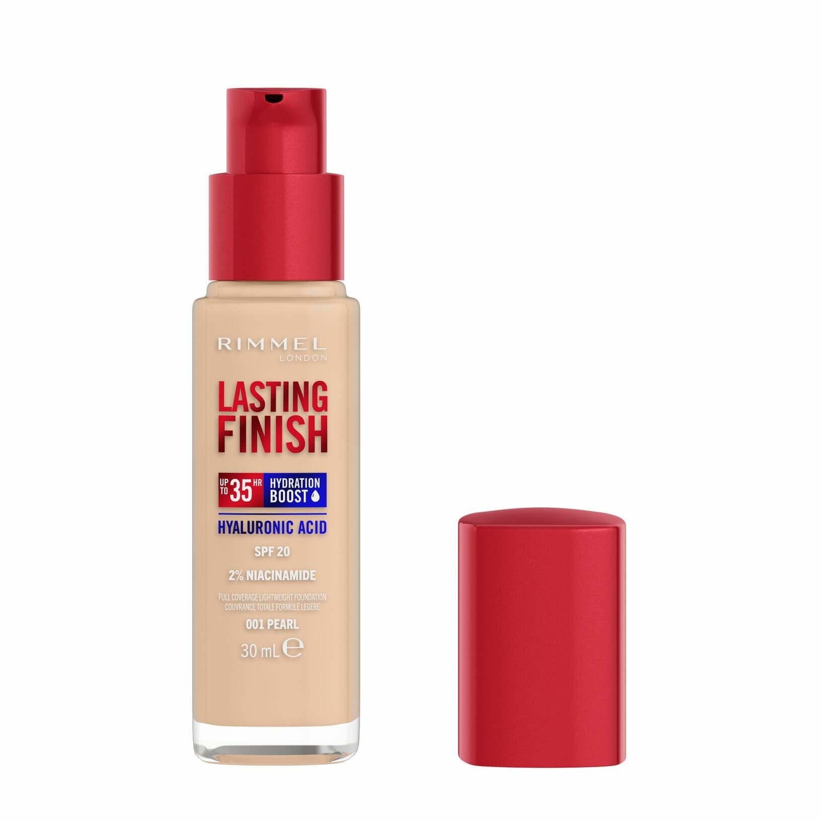 Rimmel Base de maquillaje Lasting Finish 35h con ácido hialurónico 001 Pearl 30 ml