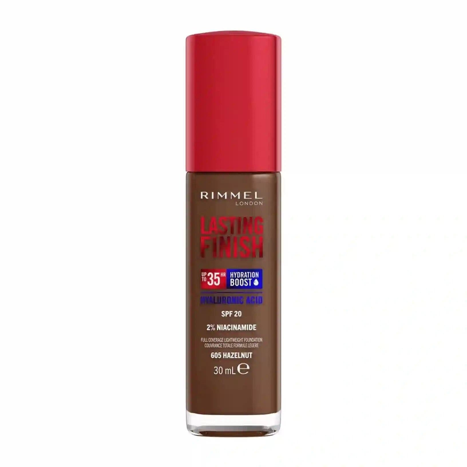 Rimmel Base de maquillaje Lasting Finish 35h con ácido hialurónico 605 Halzenut 30 ml