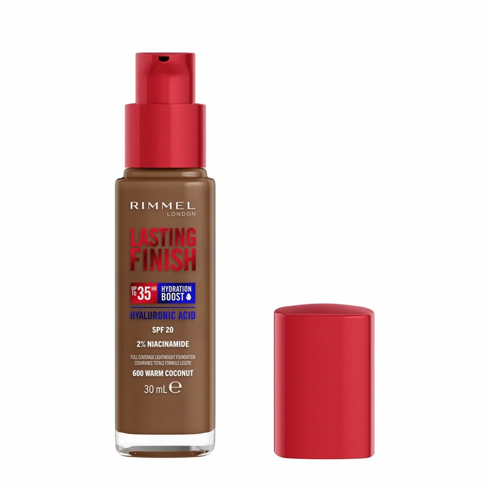 Rimmel Base de maquillaje Lasting Finish 35h con ácido hialurónico 600 Warm Coconut 30 ml