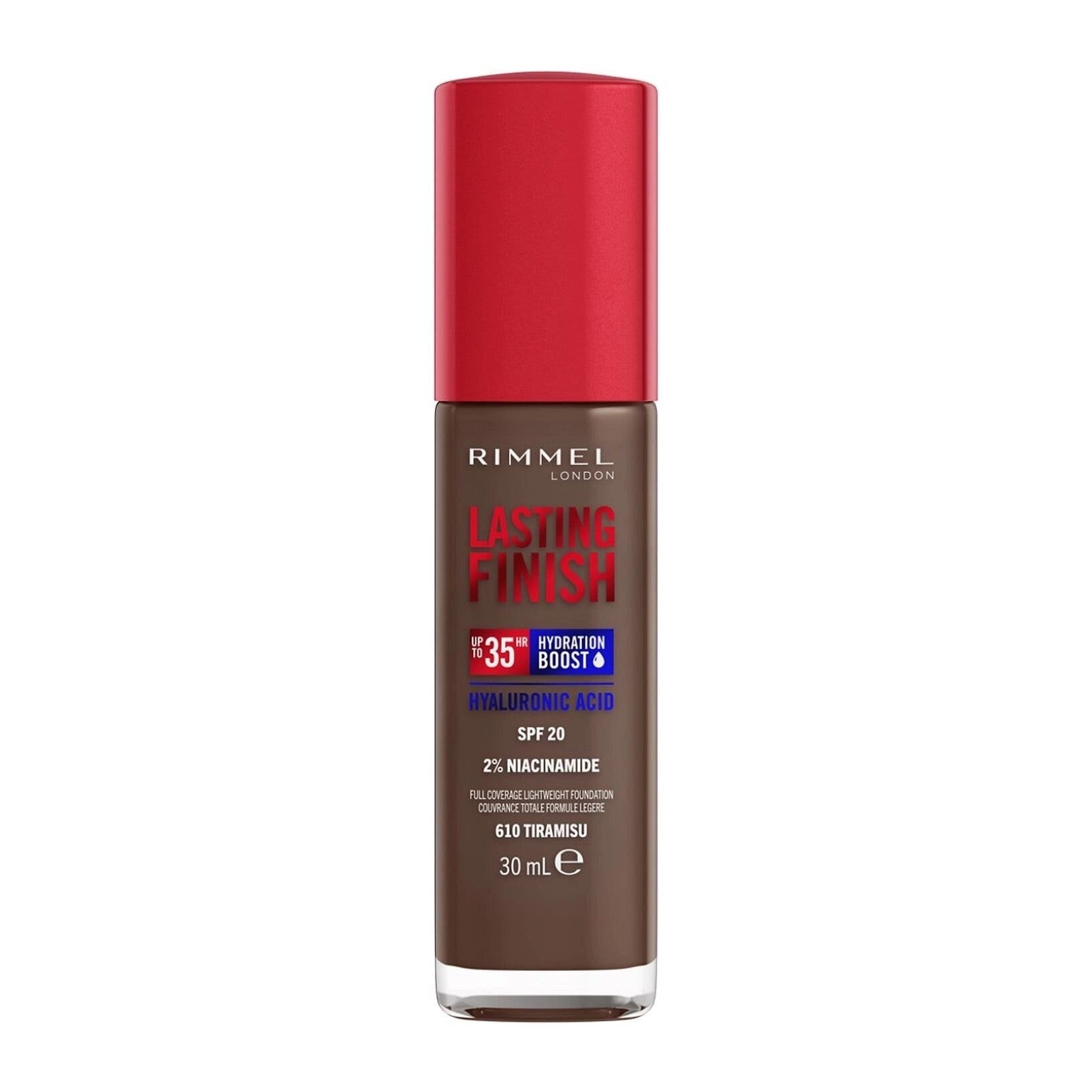 Rimmel Base de maquillaje Lasting Finish 35h con ácido hialurónico 610 Tiramisu 30 ml