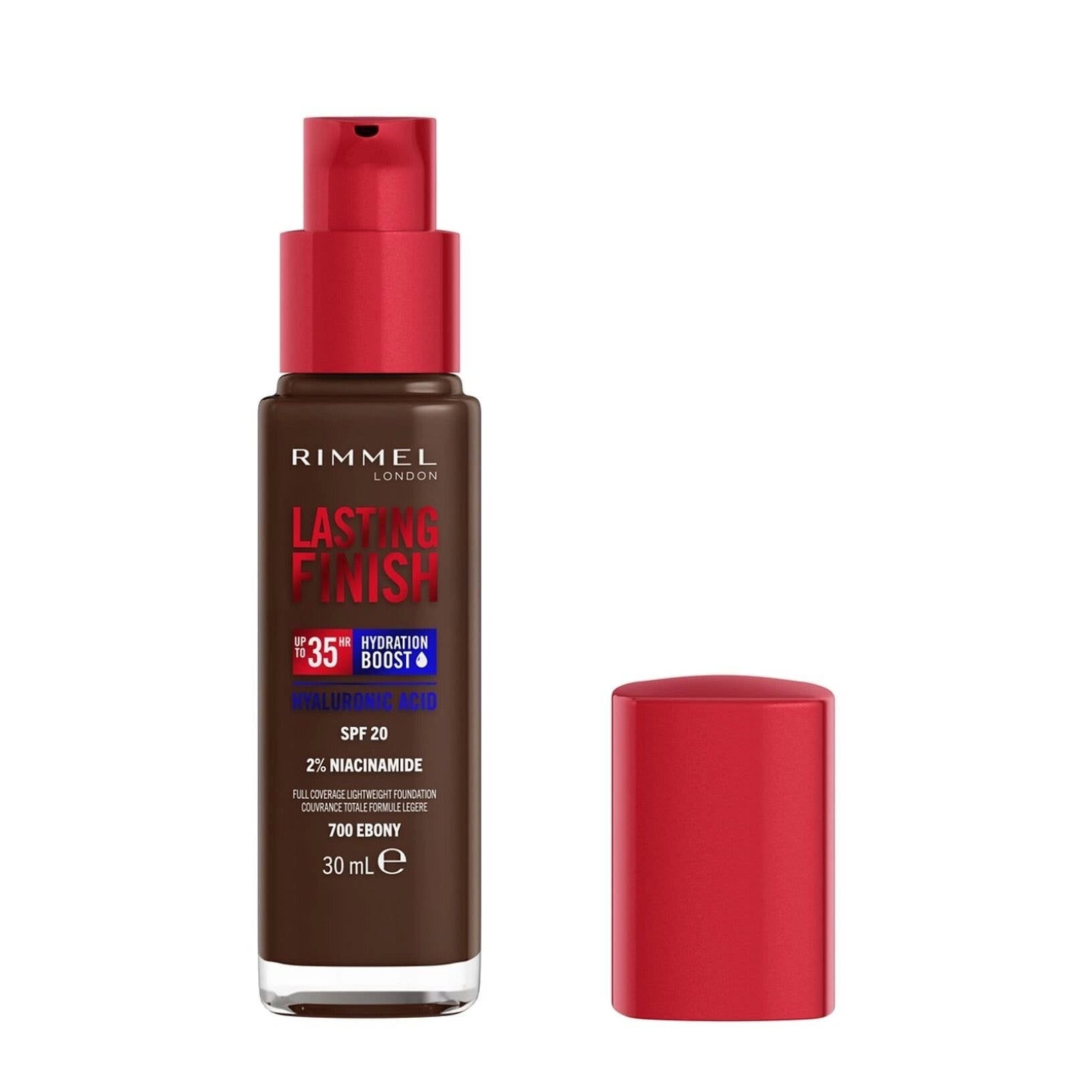 Rimmel Base de maquillaje Lasting Finish 35h con ácido hialurónico 700 Ebony 30 ml