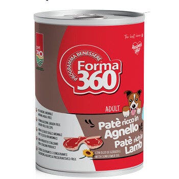 Pet360 Paté rico en cordero, comida húmeda para perros adultos, lata de 400 g