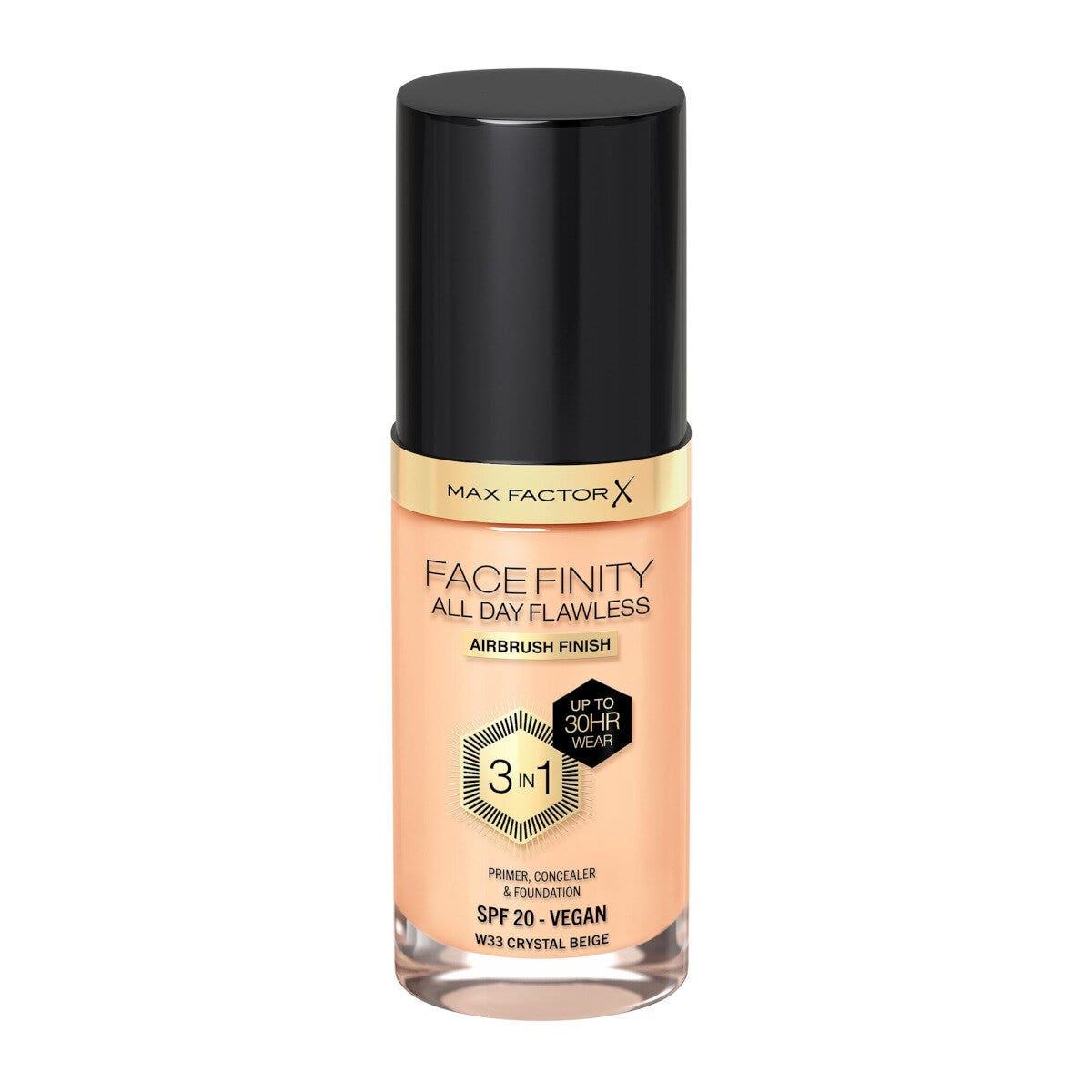 Max Factor Base de maquillaje Facefinity All Day Flawless 3In1 W33 Crystal Beige 30 ml