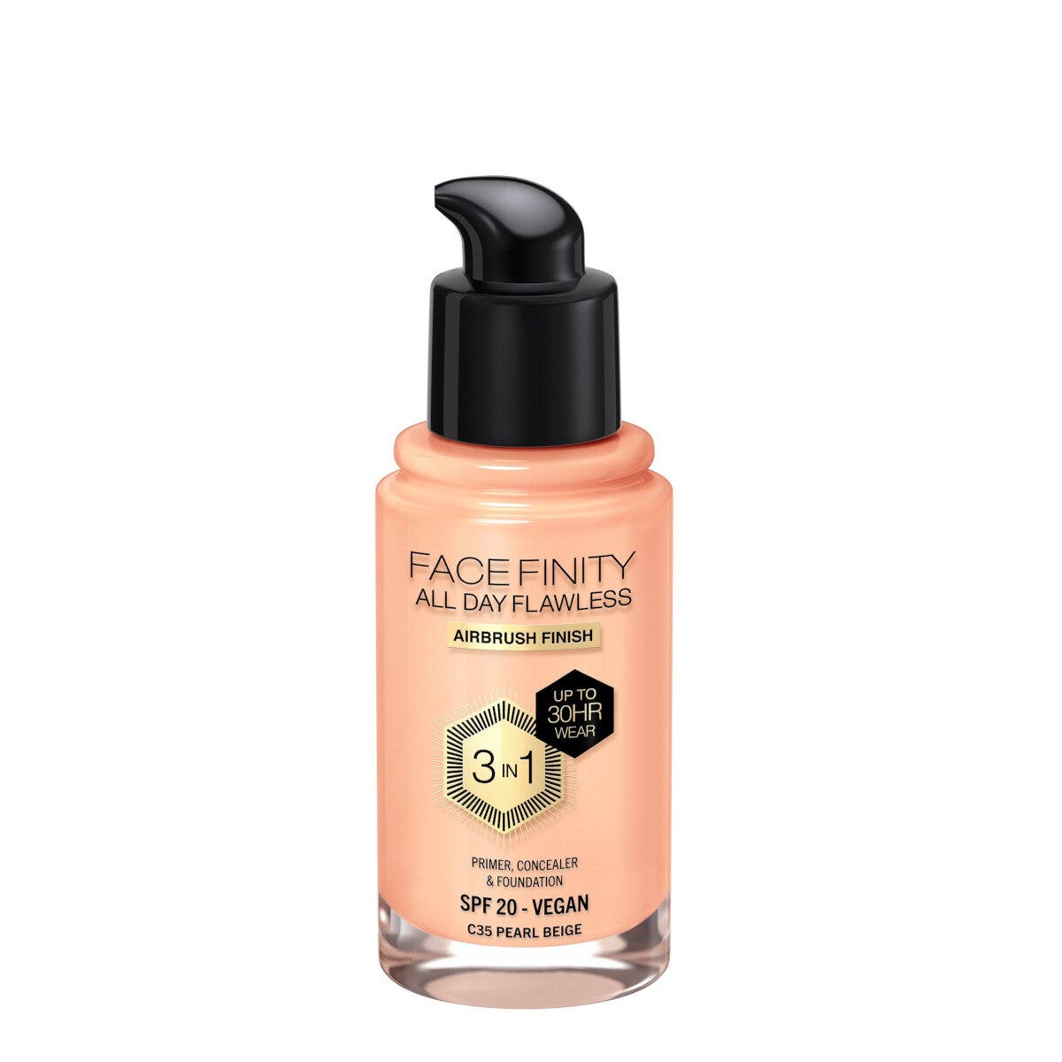 Max Factor Base de maquillaje Facefinity All Day Flawless 3 en 1 C35 Beige perla 30 ml