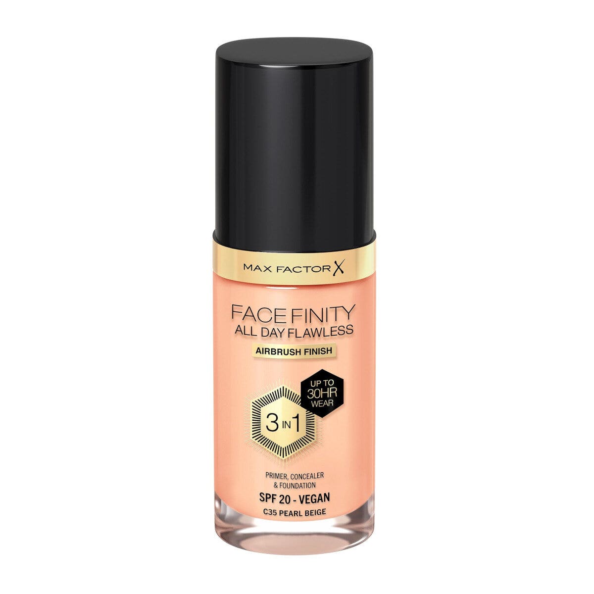 Max Factor Base de maquillaje Facefinity All Day Flawless 3 en 1 C35 Beige perla 30 ml