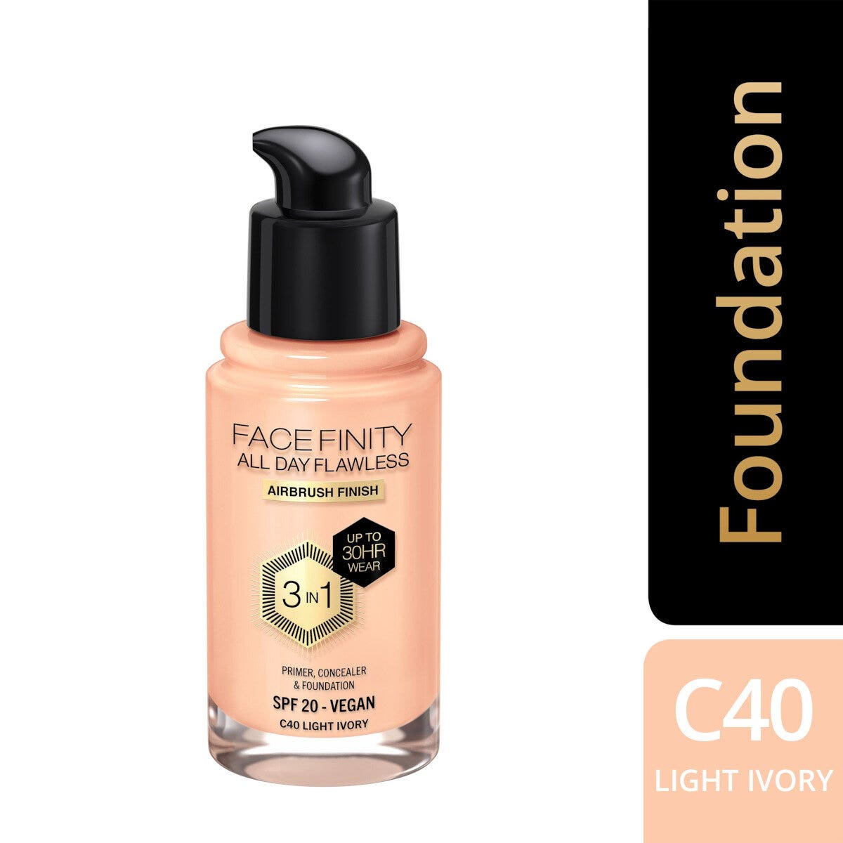 Max Factor Fondotinta Facefinity All Day Flawless 3In1 C40 Light Ivory 30ml