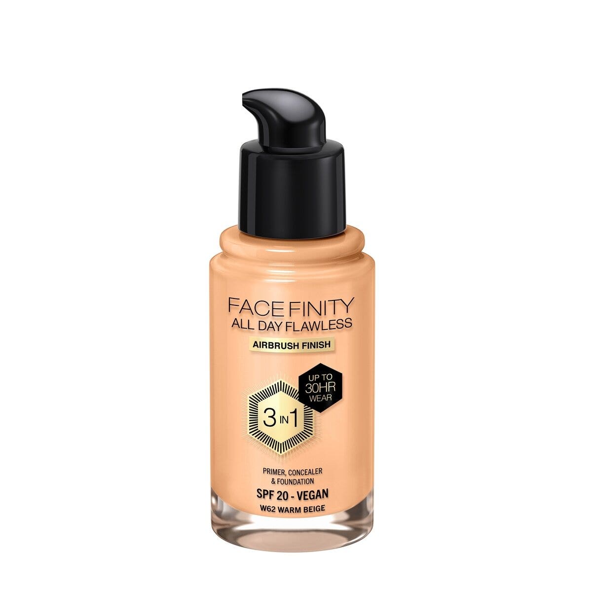 Max Factor Base de maquillaje Facefinity All Day Flawless 3In1 W62 Warm Beige 30 ml