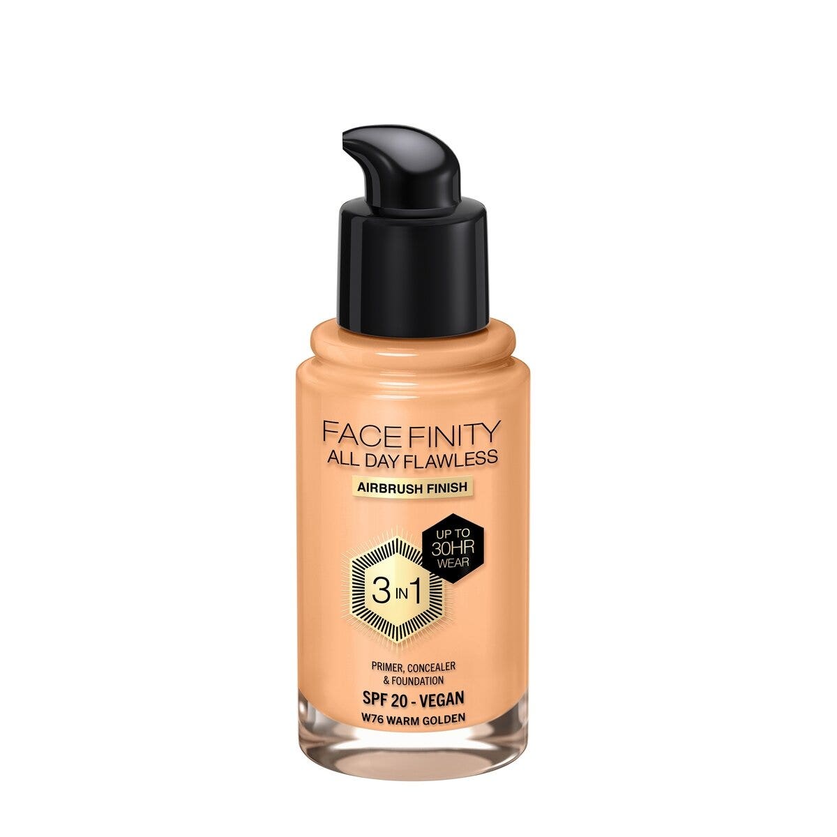 Max Factor Fondotinta Facefinity All Day Flawless 3In1 W76 Warm Golden 30ml
