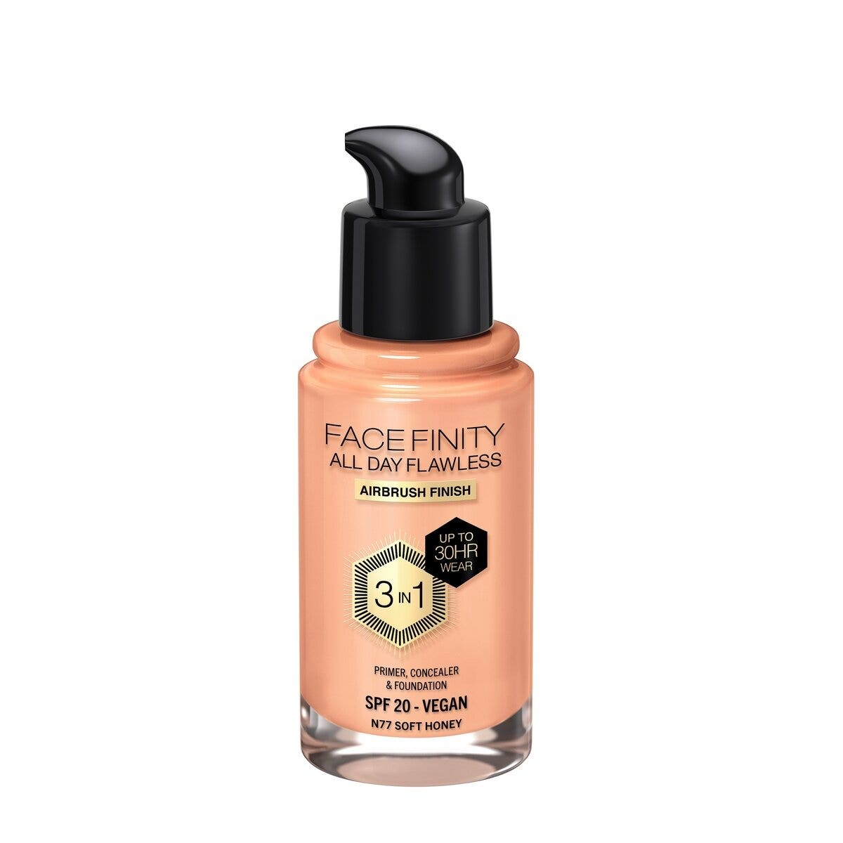 Max Factor Base de maquillaje Facefinity All Day Flawless 3 en 1 N77 Soft Honey 30 ml