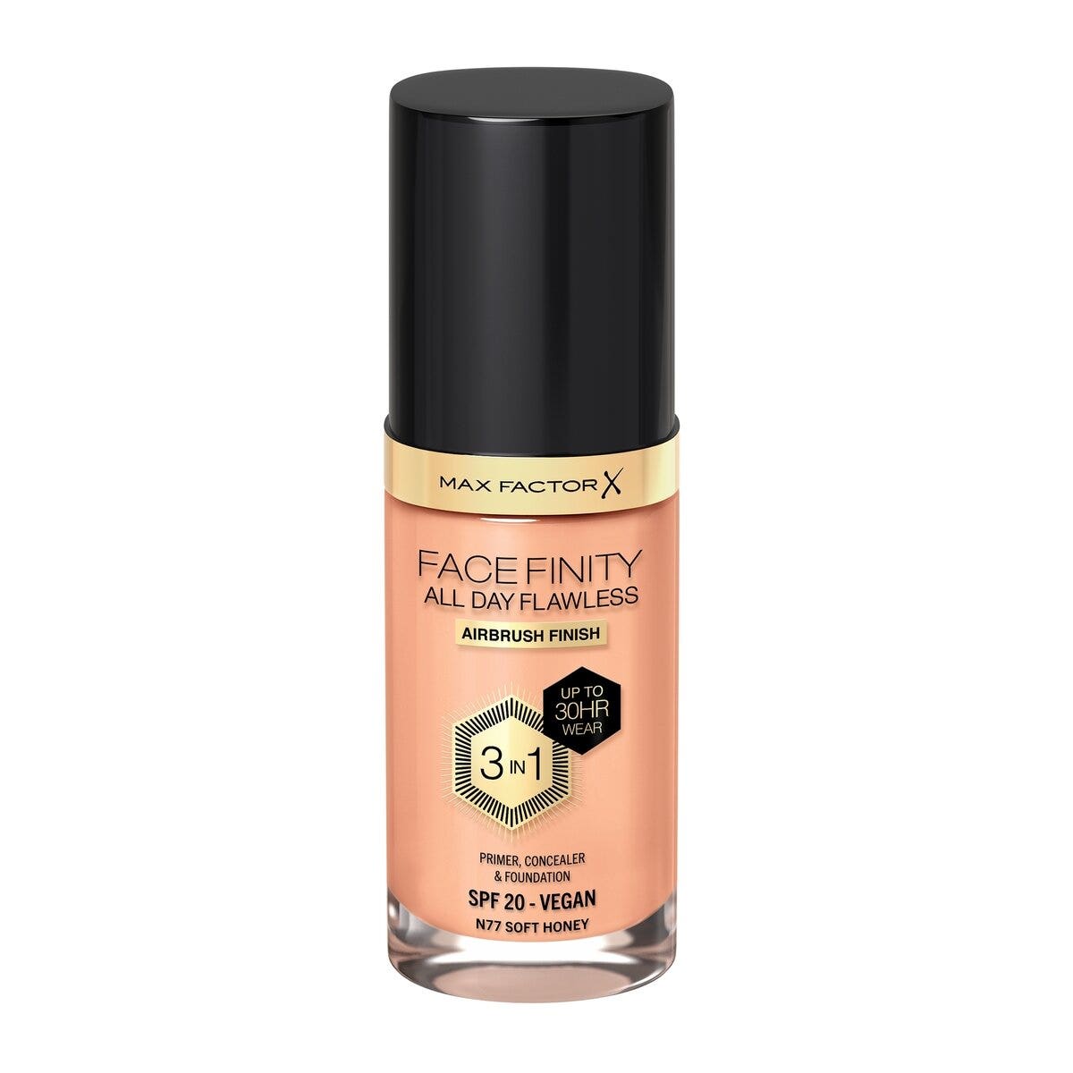 Max Factor Base de maquillaje Facefinity All Day Flawless 3 en 1 N77 Soft Honey 30 ml