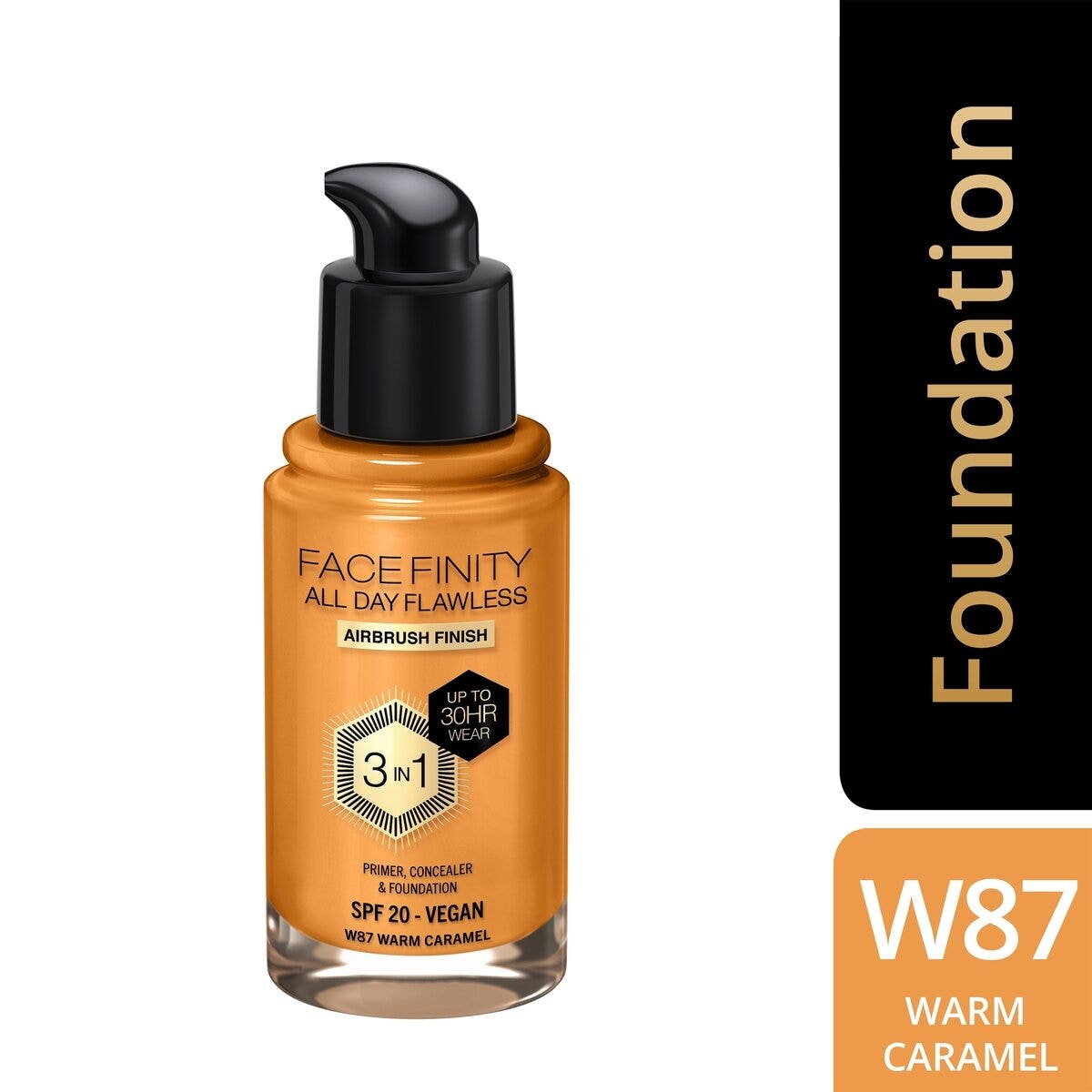 Max Factor Fondotinta Facefinity All Day Flawless 3In1 W87 Warm Caramel 30ml