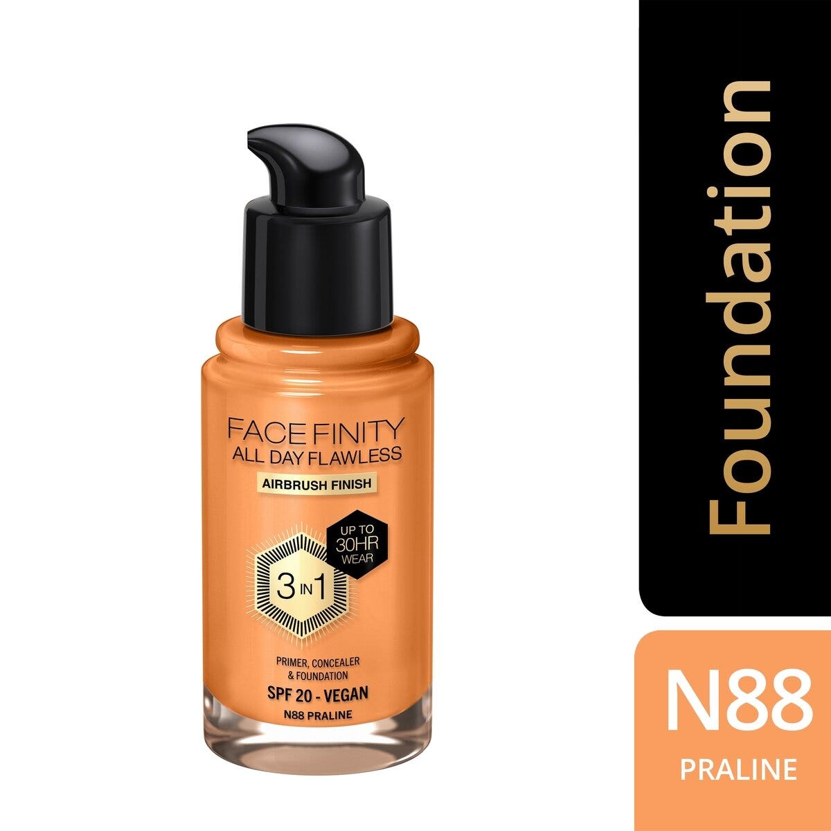 Max Factor Base de maquillaje Facefinity All Day Flawless 3 en 1 N88 Praline 30 ml