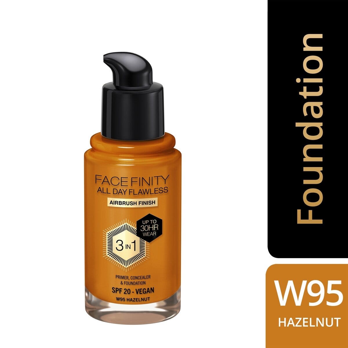 Max Factor Fondotinta Facefinity All Day Flawless 3In1 W95 Hazelnut 30ml